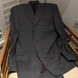 Pal Zileri Charcoal Gray Windowpane Suit Jacket. Made in Italy.